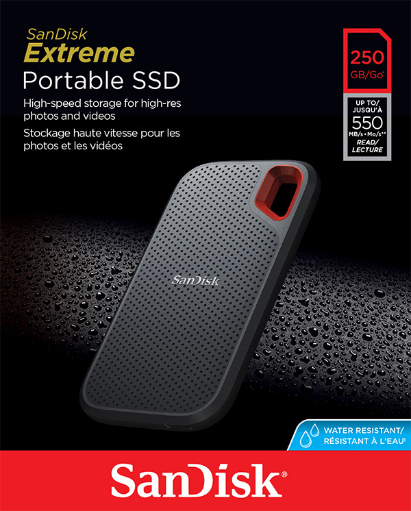 SanDisk EXTREME PORTABLE SSD 250G ความเร็วอ่าน550MB/s ความเร็วเขียน500MB/s (SDSSDE60-250G-G25)