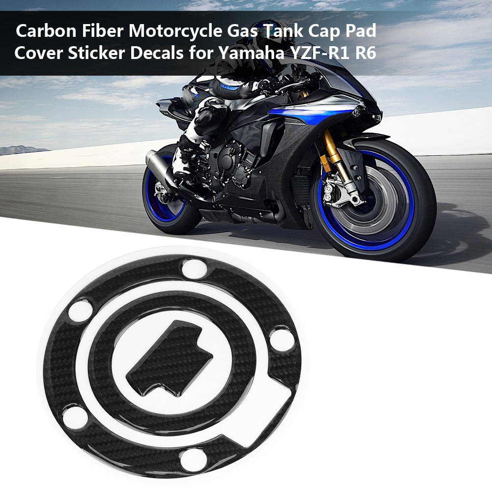 Carbon Fiber Motorcycle Gas Tank Cap Pad Cover Sticker Decals for