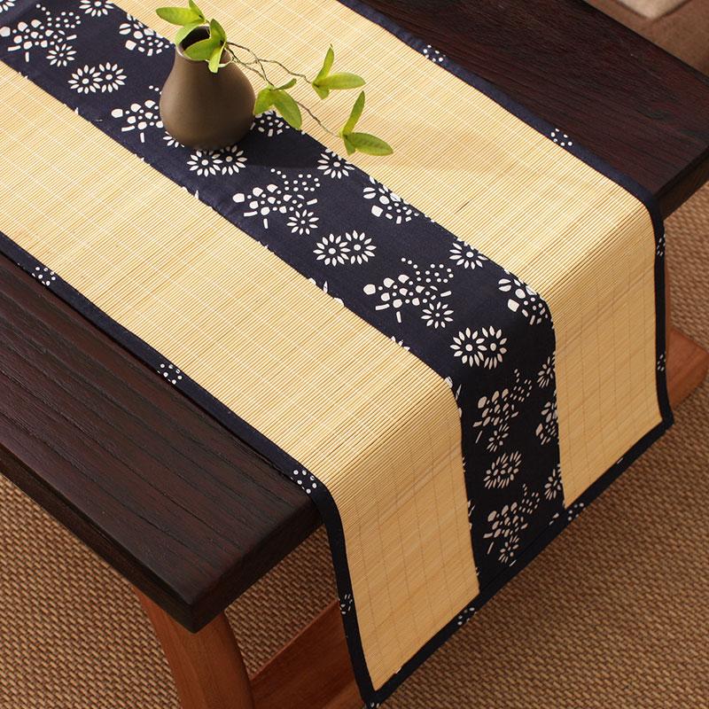 Table Runner Japanese Style Zen Cotton Linen Chinese-style Top Grade Hand-Painted Place Mat Linen Kung Fu Tea Bamboo Mat Tea Seats