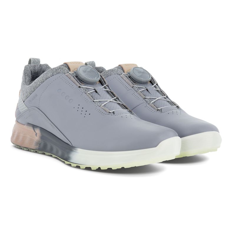Ecco Womens S-Three BOA Golf Shoes /Silver Grey/Rose Dust