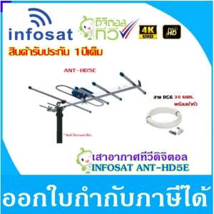 ชุดเสาอากาศทีวีดิจิตอล INFOSAT 5E พร้อมสาย RG6 30เมตร