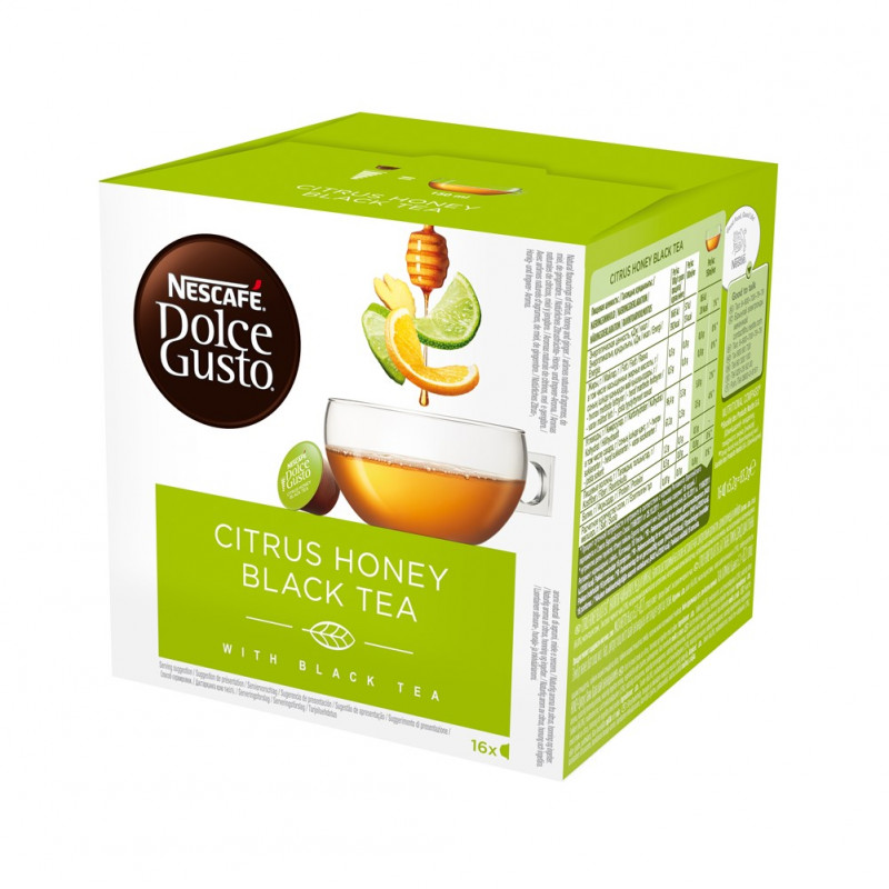 Nescafé Dolce Gusto ** Citrus Honey Black Tea**   Beverage with Flavour, 16 Capsules The Original Herbal teas and capsules compatible with NESCAFÉ® Dolce Gusto®* system