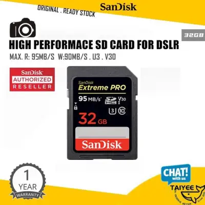 SanDisk Extreme Pro เมมโมรี่การ์ดของแท้ SD Card 32GB ความเร็ว อ่าน 95MB/s เขียน 90MB/s (SDSDXXG-032G-GN4IN)