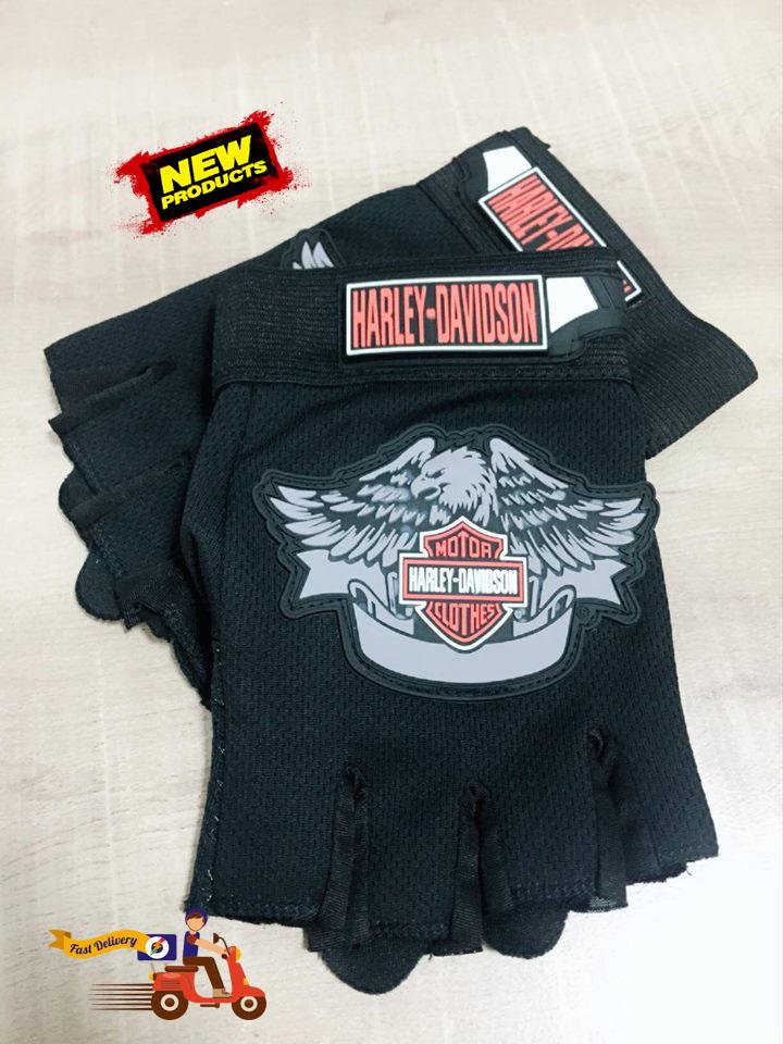 ถุงมือขับมอเตอร์ไซค์ Harley Davidson  ถุงมือนักบิด ถุงมือขับมอไซ (สีดำ)