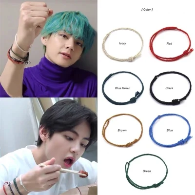 kpop Kim Tae Hyung Rope Chain Handmade Bracelet Woven Wishing Bracelet for Women Men Simple Korean Jewelry bangtan boys V