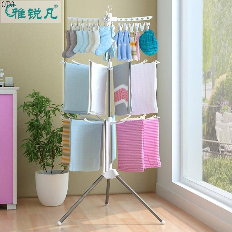 Otxq Multi-functional Drying Rack Towel Drying Rack Infant Diaper Rack Stainless Steel Multilayer Clothes Rack