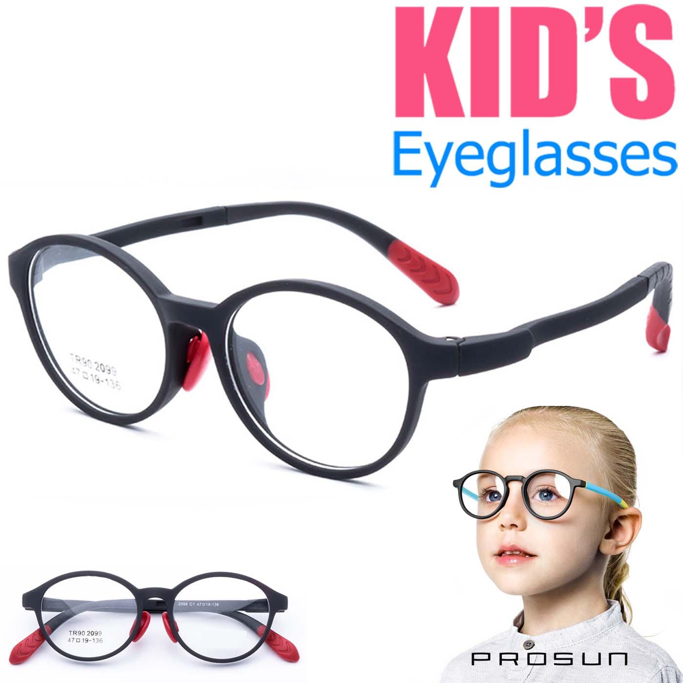 แว่นตาเกาหลีเด็ก Fashion Korea Children แว่นตาเด็ก รุ่น 2099 C-1 สีดำ กรอบแว่นตาเด็ก Round ทรงกลม Eyeglass baby frame ( สำหรับตัดเลนส์ ) วัสดุ TR-90 เบาและยืดหยุนได้สูง ขาข้อต่อ Kid eyewear Glasses