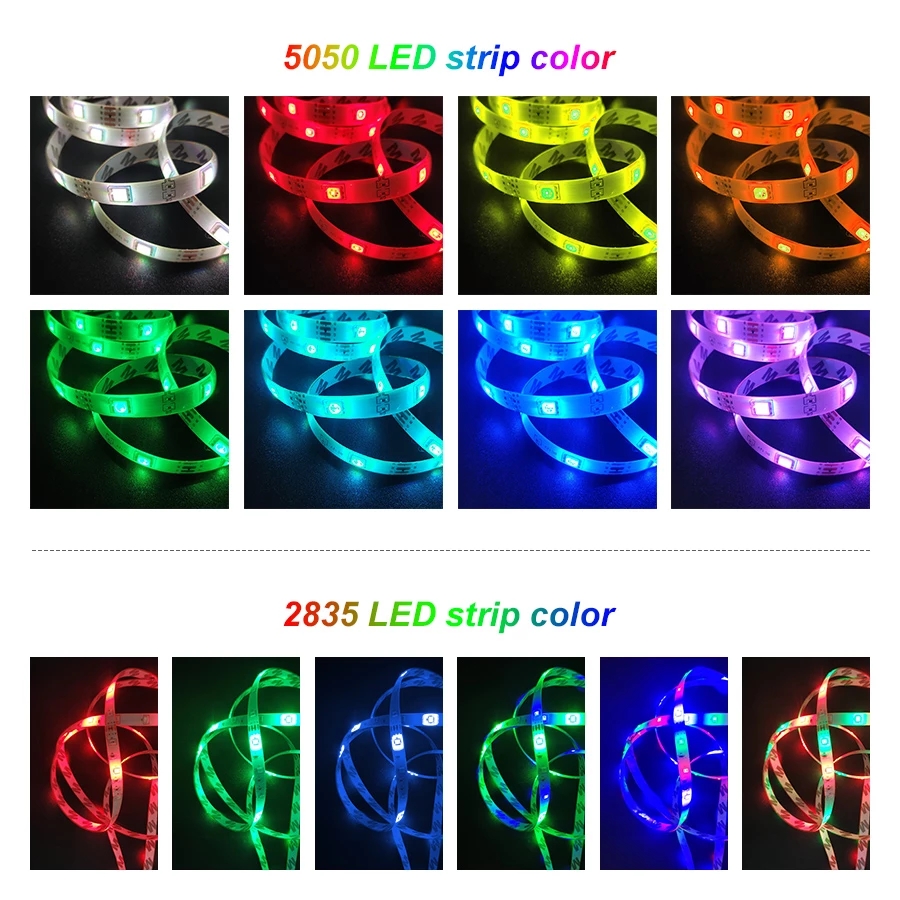 Brilliant ไฟเส้น LED Strip Light RGB 5050/2835 ไฟเส้นประดับตกแต่ง 5M/10M/15M การไล่ระดับสีที่มีสีสัน กันน้ำ ควบคุมด้วยรีโ （บลูทู ธ/WiFi）ควบคุม