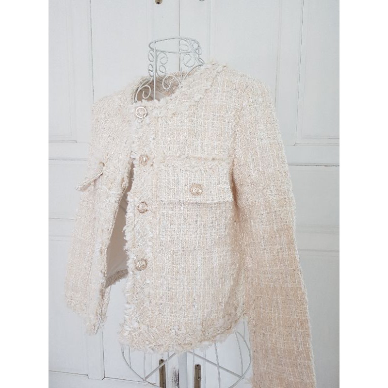 Vxh เสื้ออินเทรนผู้หญิง เสื้อรัดรูป พร้อมส่ง 2สี เสื้อคลุมสไตล์ชาแนลผ้า ...