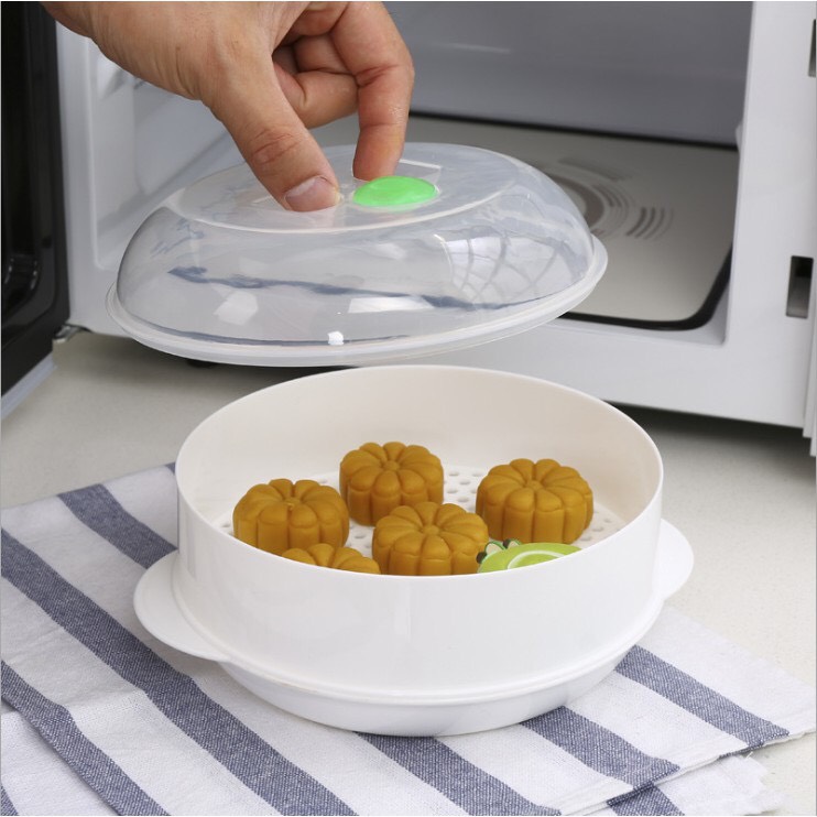 กล่องนึ่งเวฟ กล่องอุ่นอาหารในไมโครเวฟ กล่องนึ่งอาหาร ที่อุ่นอาหารไมโครเวฟ กล่องเวฟอาหาร อุปกรณ์ในครัว กล่องอุ่นเวฟ ขนาด 18 cm BPA-Free ขนาด 24 cm ขนาด 24 cm