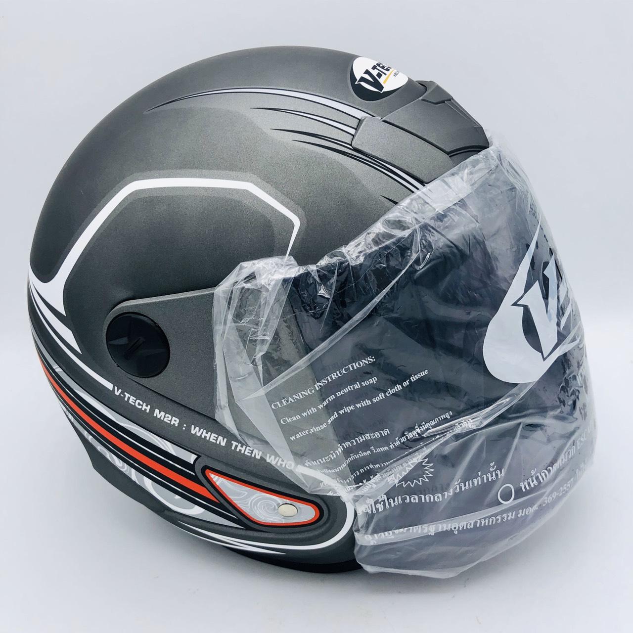 หมวกกันน็อก VTECH รุ่น M2R สีเทา แว่นสีฟิล์ม หมวกกันน็อก VTECH รุ่น M2R สีเทา แว่นสีฟิล์ม