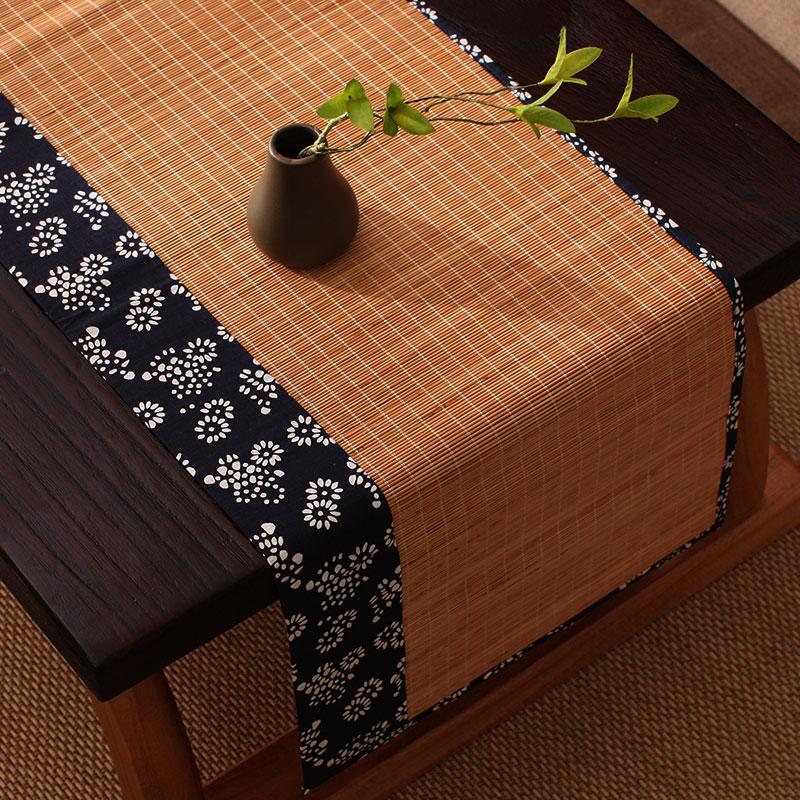 Table Runner Japanese Style Zen Cotton Linen Chinese-style Top Grade Hand-Painted Place Mat Linen Kung Fu Tea Bamboo Mat Tea Seats