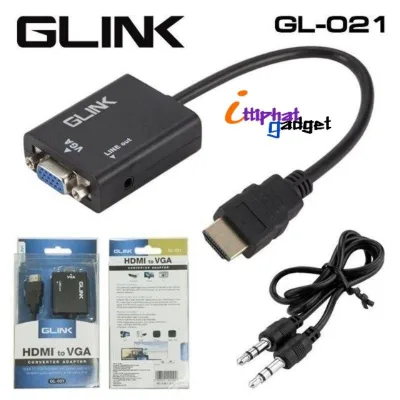 Glink GL-021 สายแปลง HDMI TO VGA มีช่องต่อเสียง Converter Adapter With 3.5mm