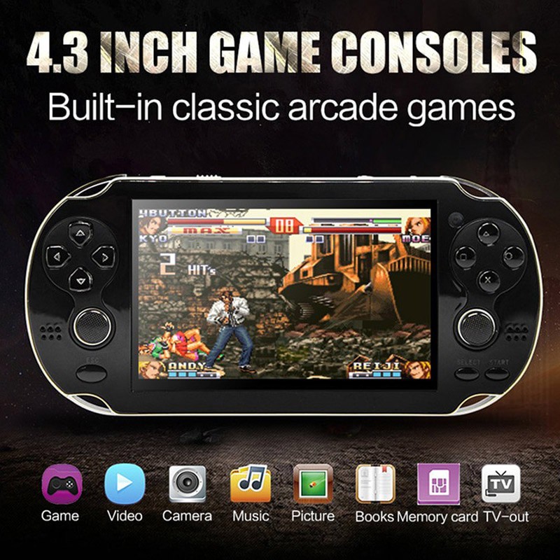 PSP เกมแบบพกพาคอนโซลจริง 8 กิกะไบต์กล้องเกมวิดีโอสำหรับของขวัญ 4.3 inch PSP handheld game console dual rocker