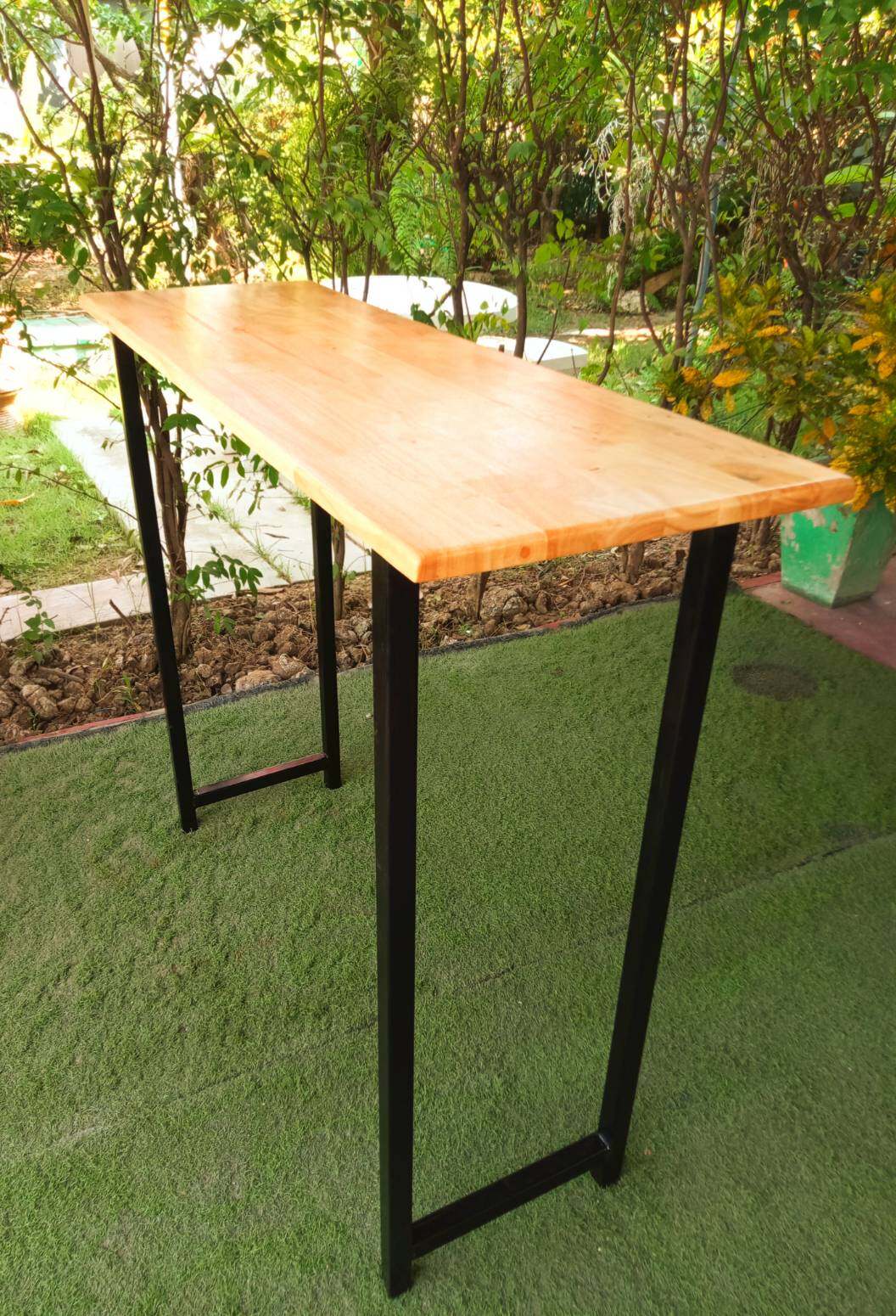 โต๊ะ  CONDO FIT ไม้ยางพารา ขาเหล็ก สไตล์ลอฟท์พิเศษ 30X60X90 CM