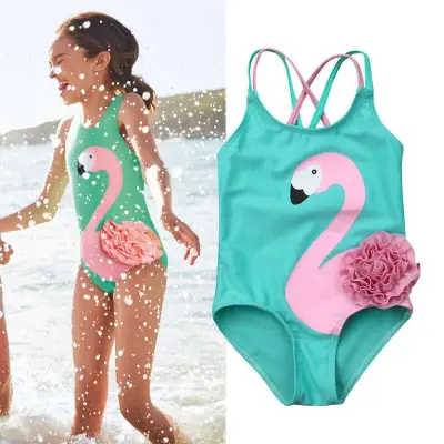 Lovely Kids Baby Girls Flamingo Bikini Swimwear Swimsuit Beachwear Bathing Suit