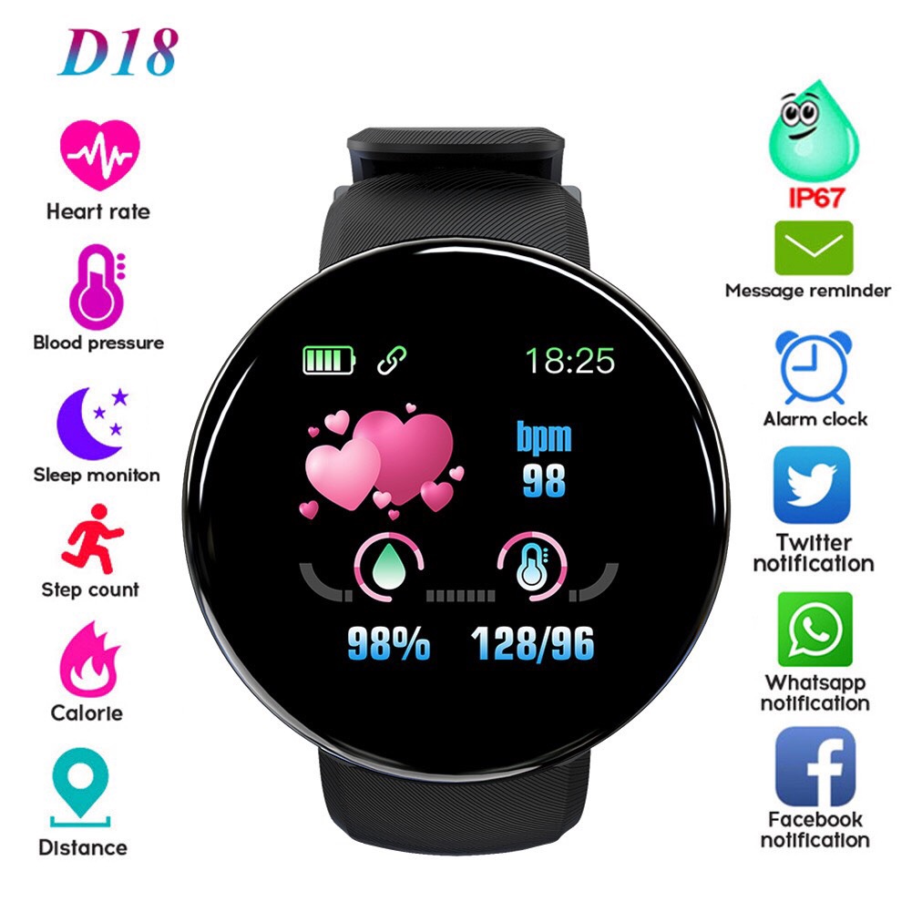 Smart Braclet D18 นาฬิกาเพื่อสุขภาพ วัดหัวใจ นับก้าว รองรับภาษาไทย