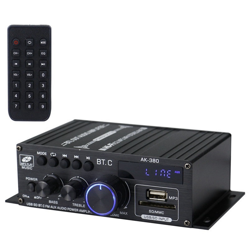 Ak380 800w 12v power amplifier bluetooth stereo home car bass audio amp music player car speaker class d fm usb/sd replacement accessories