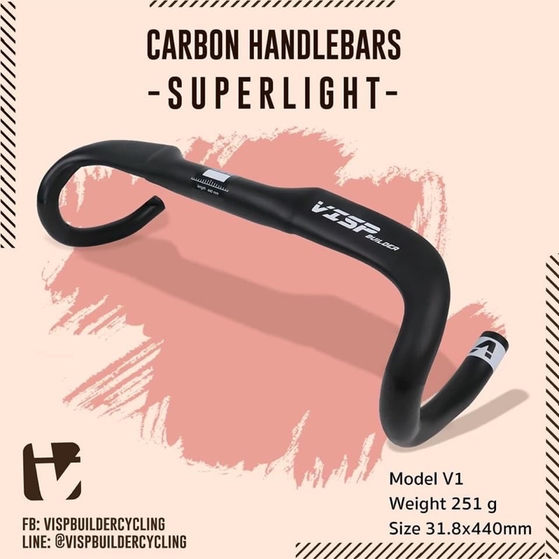 แฮนด์คาร์บอน Visp Builder V1 Handlebar น้ำหนักเบา สวยงาม ทรงแอร์โร่ไดนา