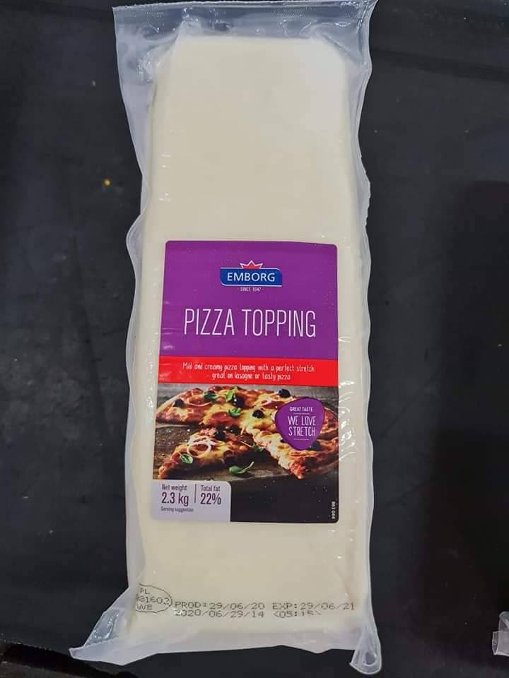 EMBORG Pizza Topping มอสซาเรลล่าชีส พิซซ่า ท็อปปิ้ง 2.3 kg มีฮาลาล นำเข้าจากเดนมาร์ค