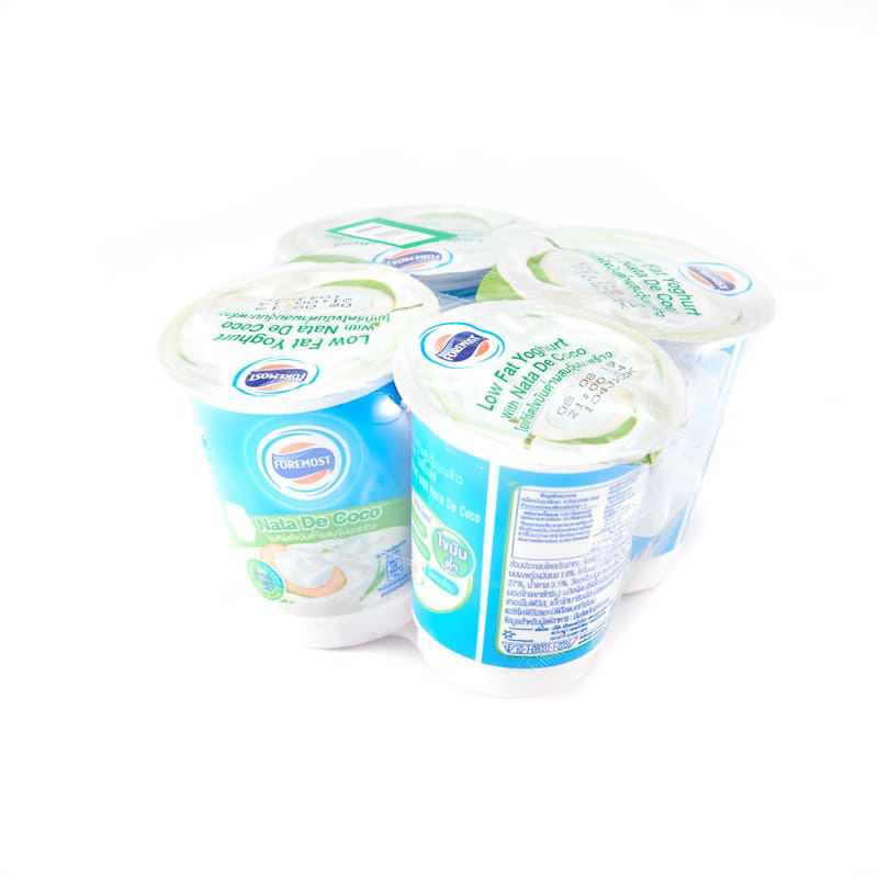 โฟร์โมสต์ โยเกิร์ตไขมันต่ำผสมวุ้นมะพร้าว 135 กรัม x 4 ถ้วย/Foremost low fat yoghurt mixed with coconut jelly 135 grams x 4 cups