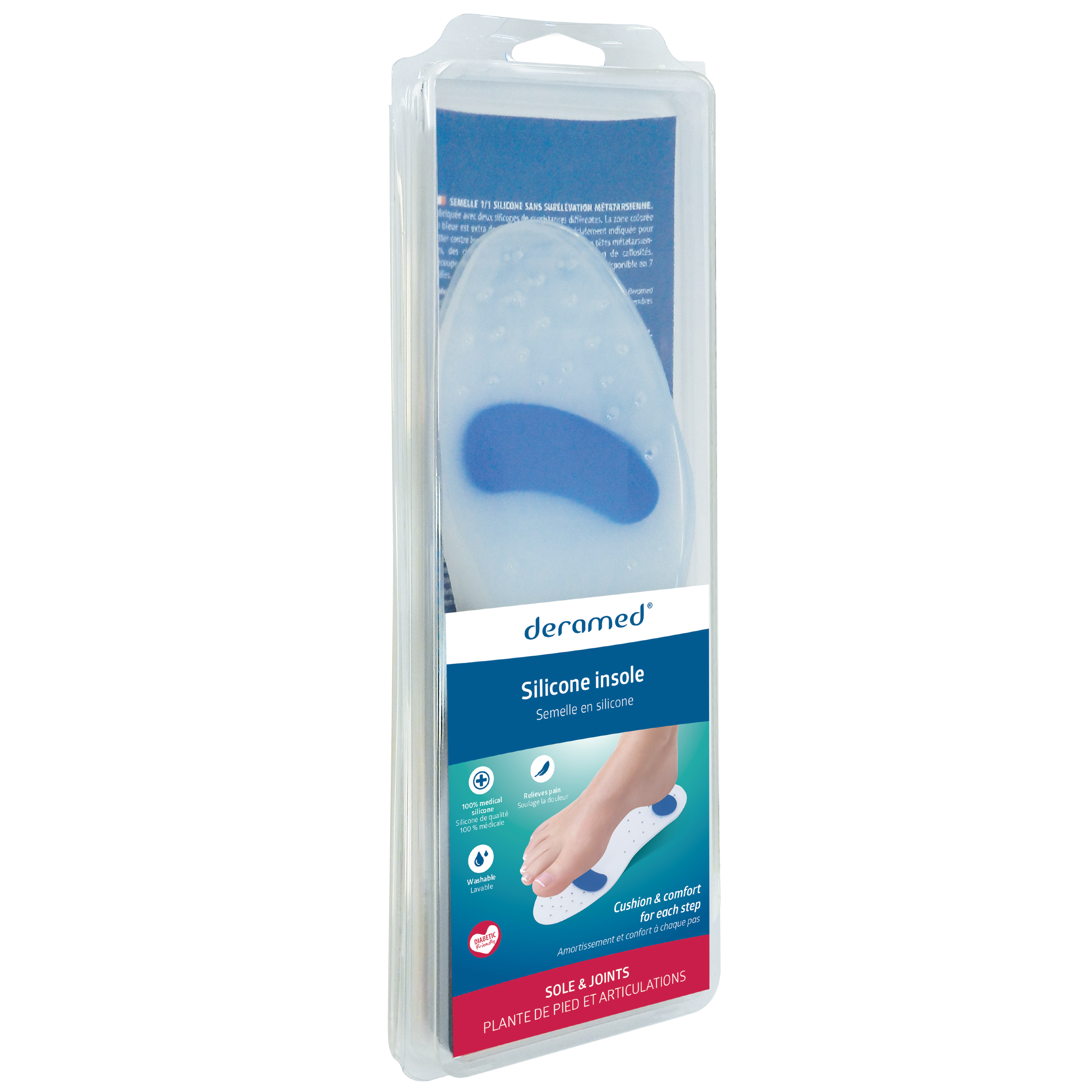 Deramed Footcare แผ่นซิลิโคนรองรองเท้าแบบเต็มฝ่าเท้า แบบเรียบ ซิลิโคน