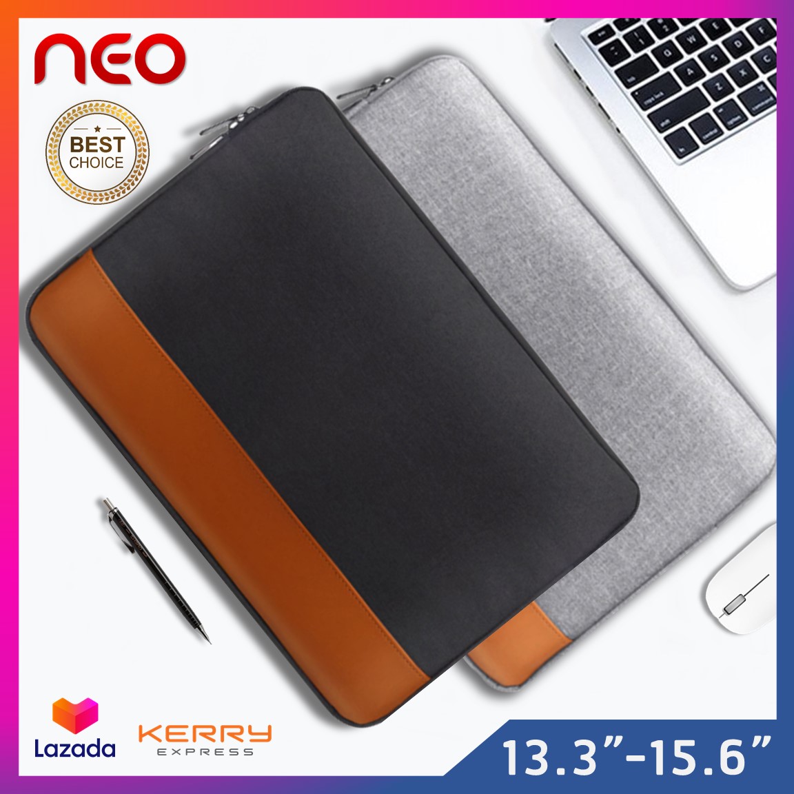 พร้อมส่ง! NEO กระเป๋าโน๊ตบุ๊ค soft case 13-15.6นิ้ว เคสโน๊ตบุ๊ค เคสMacbook Air Pro ซองใส่โน๊ตบุ๊ค ซองแล็ปท็อป ซองใส่ไอแพด  Laptop Bag  Macbook Case