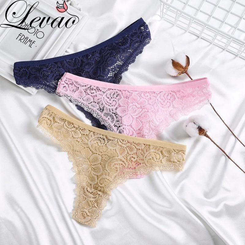 LEVAO Fashion Lace Panties Ladies Hollow Panty Low Waist y s Soft Cover  Invisible T-pants Women Underwear
