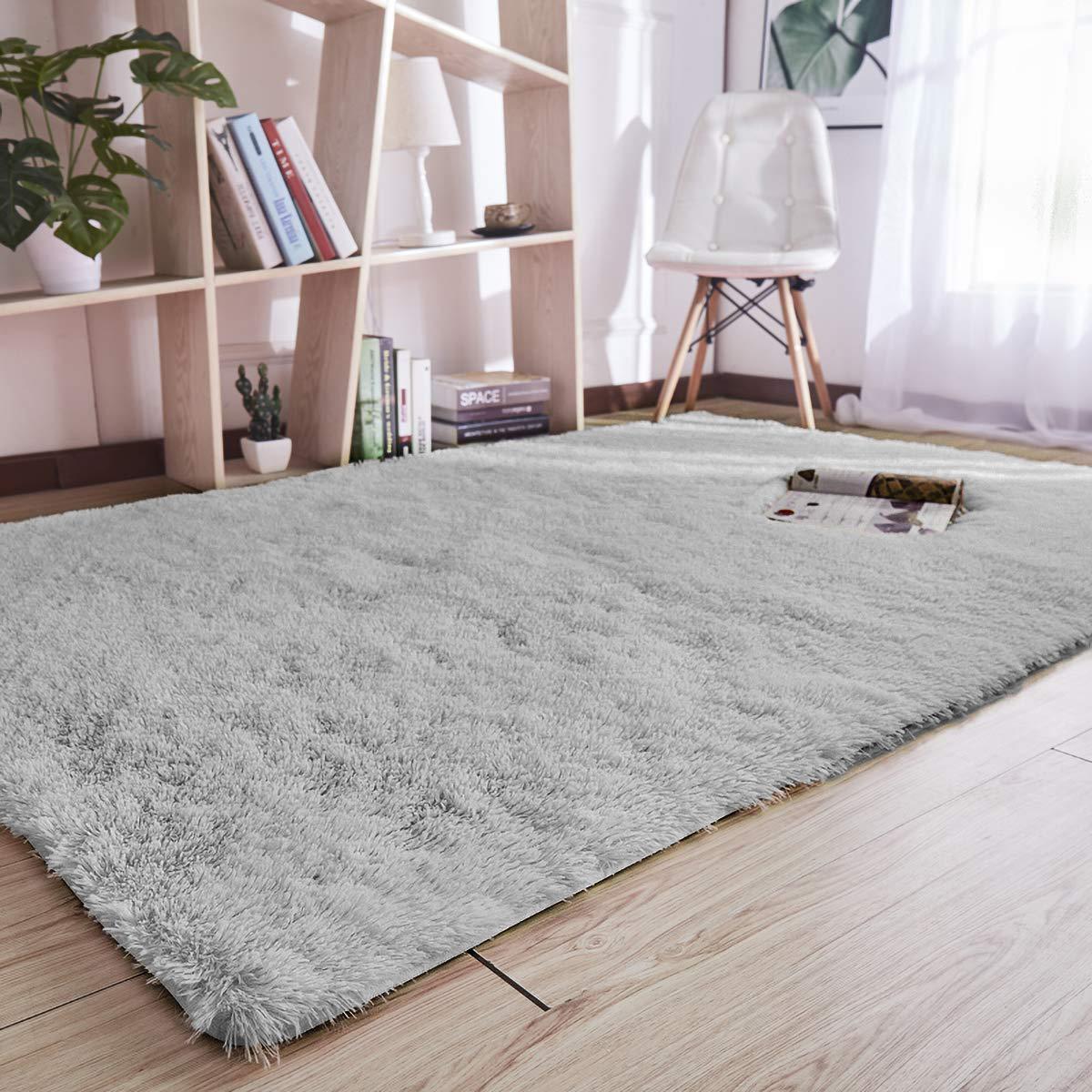 Nordic Soft Shag Carpet Tie Dye Gradient Color Area Rugs Floor Mat Bedroom Decor