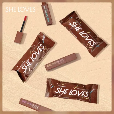 ลิปช็อคโกแลต SHE LOVES เนื้อซอฟท์แมท สีสวย เกลี่ยง่าย ติดทนนาน Silky Chocolate Mist Lip Gloss