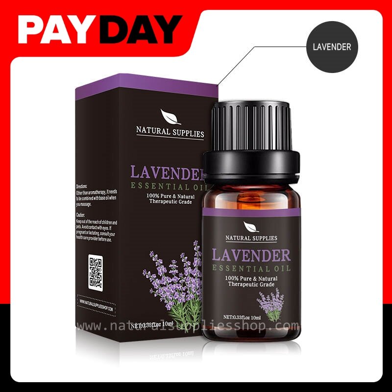 100% Lavender Essential oil ขนาด 10 ml. น้ำมันหอมระเหยลาเวนเดอร์บริสุทธิ์ - น้ำมันหอมธรรมชาติ น้ำมันหอมอโรม่า อโรมาออย ใช้กับ เครื่องพ่น เตาอโรม่า สปา นวดผิว ทำเสปรย์ฉีดหมอน by Natural Supplies