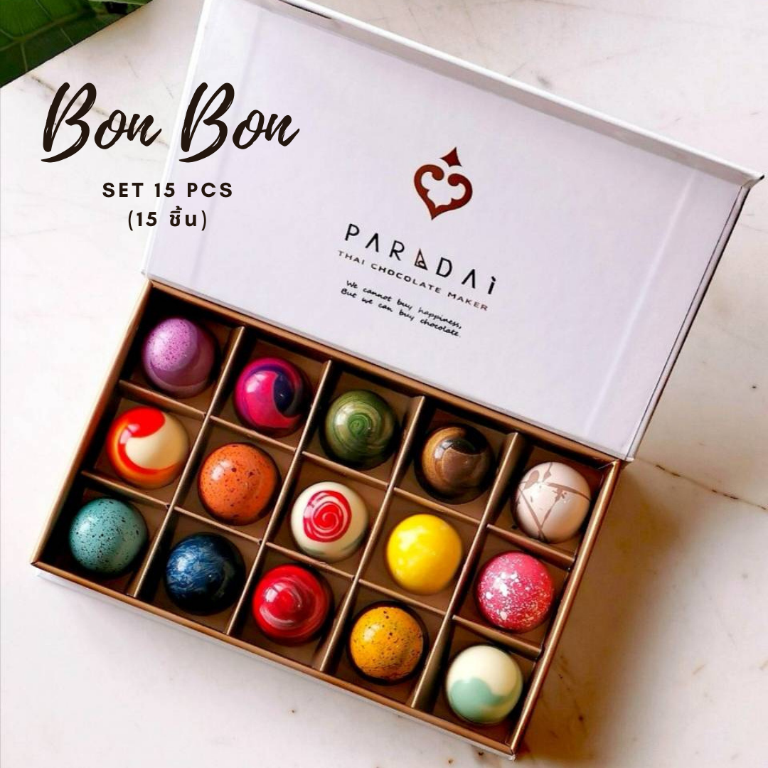 PARADAi Chocolate Bon Bon Boxset 15 Pcs./ช็อคโกแลตสอดไส้หลากหลายรสชาติเซ็ท 15 ชิ้น ภราดัย