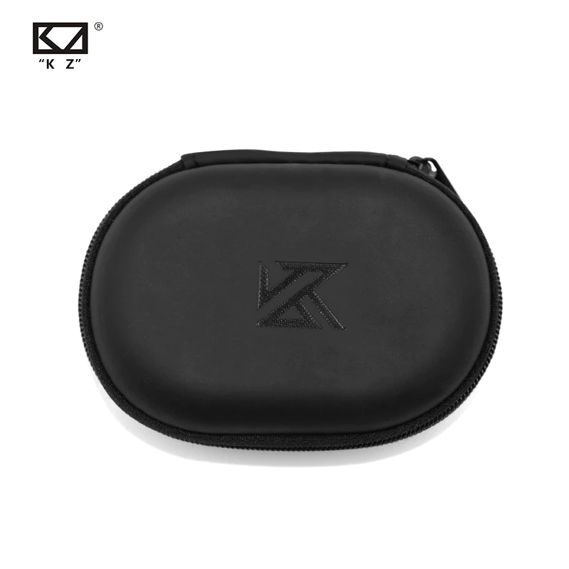 KZ Oval logo Storage Bag Headphones PU Zipper Storage Box Black Portable Hold Storage Box Suitable For Original Earphones AS10