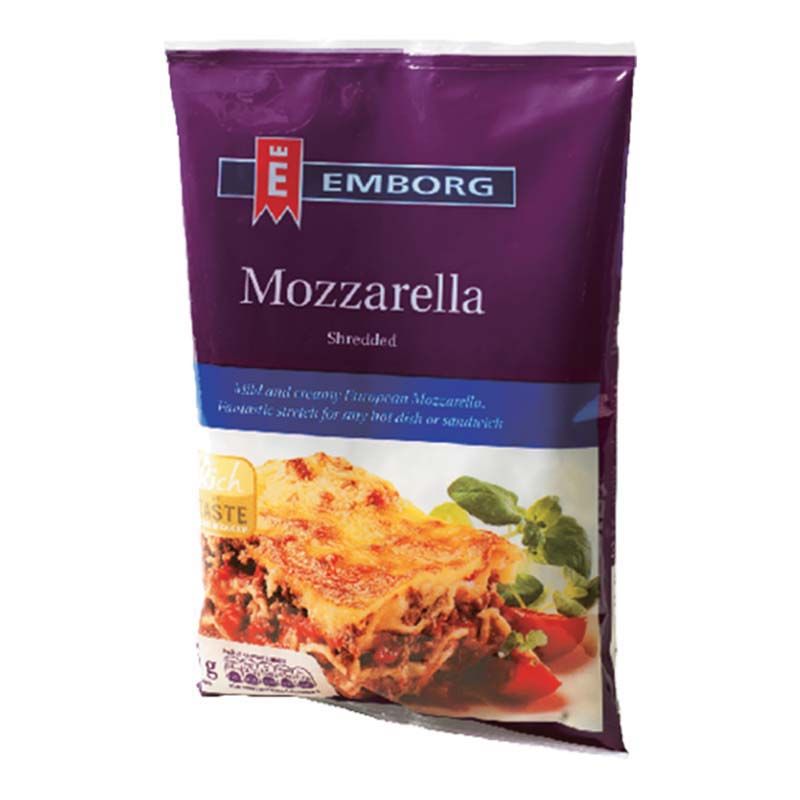 เอ็มบอร์ก มอสซาเรลล่าชีสขูดเส้น 200 กรัมEmborg Mozzarella cheese, grated 200 grams