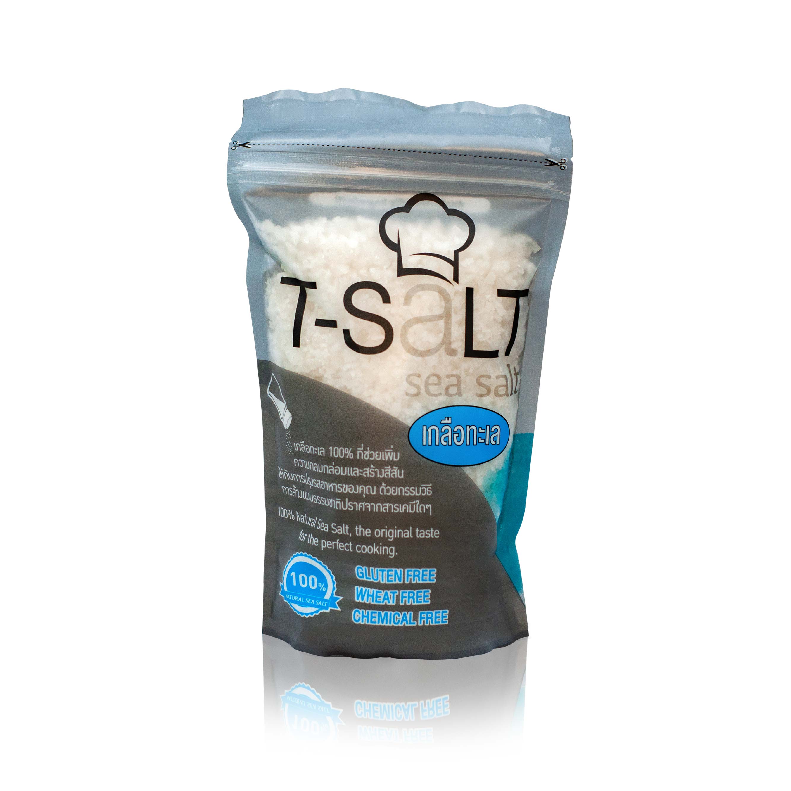 เกลือทะเล T-Salt  (100% Natural Sea Salt) ไม่เติมสารไอโอดีน ปราศจากสารเคมี (จัดนำหน่ายโดยบริษัทเจ้าของแบรนด์)