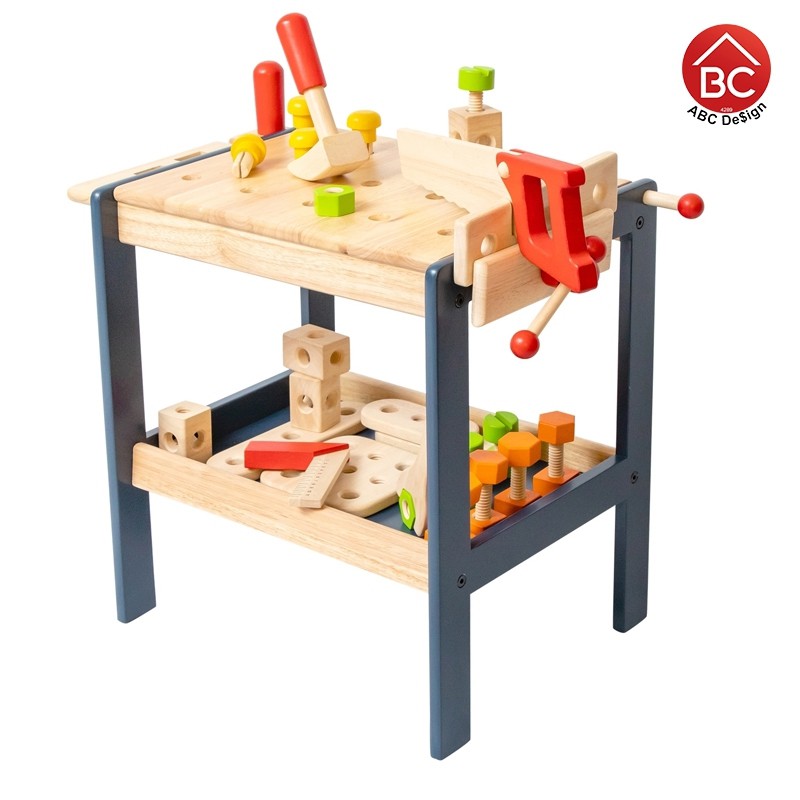 ABC Design ชุดโต๊ะ+เครื่องมือช่าง  Wooden Toy Workbench ของเล่นเสริมพัฒนาการ ของเล่นเด็ก ของเล่นไม้
