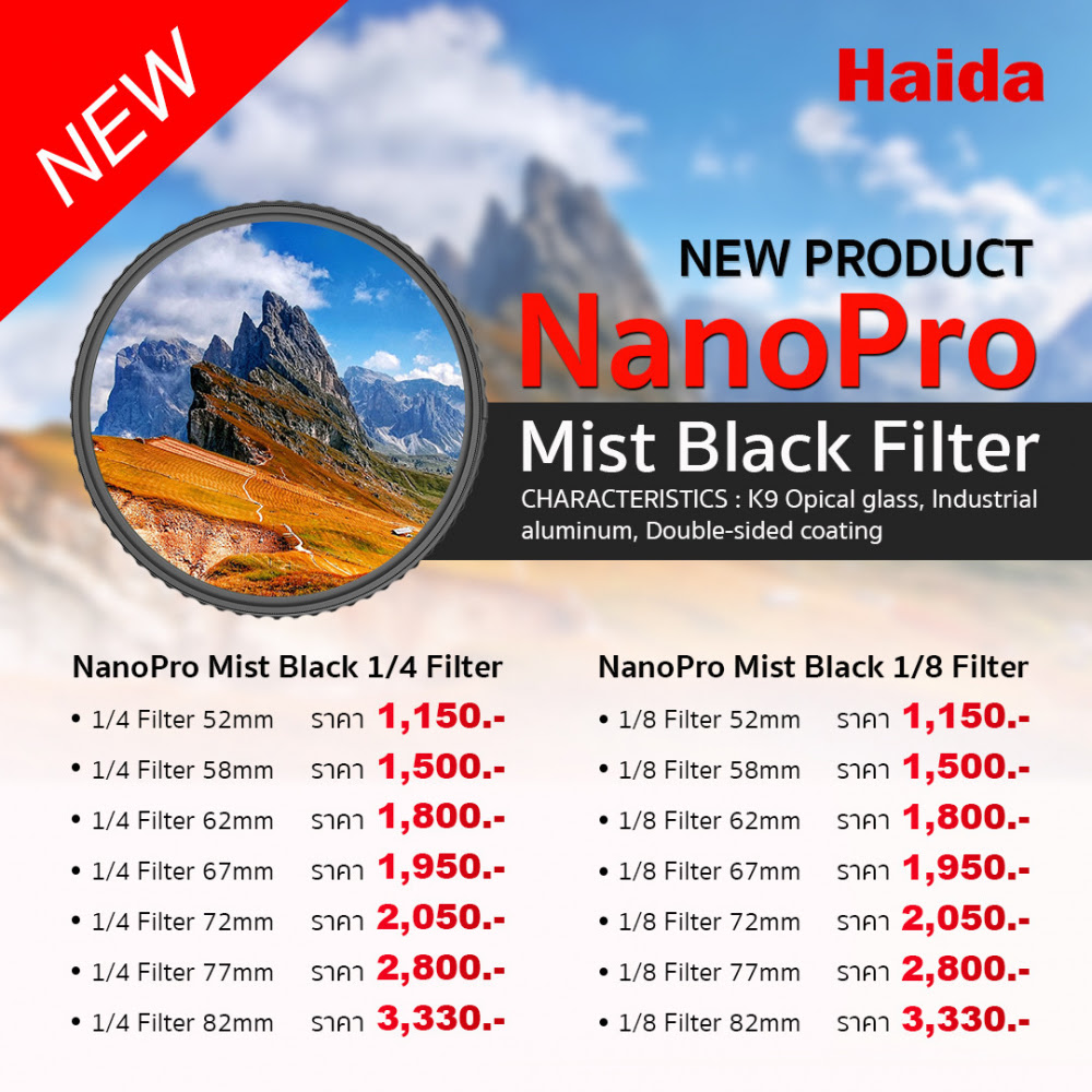 Haida NanoPro Mist 1/4 Filter ,Haida NanoPro Mist 1/8 Filter สินค้าประกันศูนย์ไทย