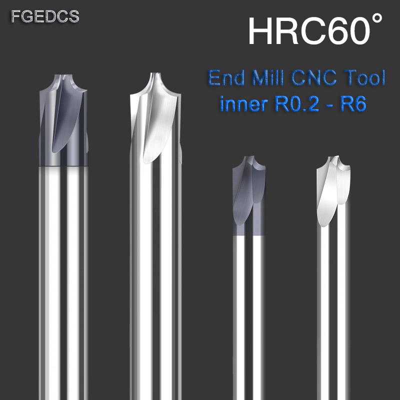 Carbide Radius Corner Rounding Cutter EndMill CNC Tool inner R0.2 R1 R2 ...