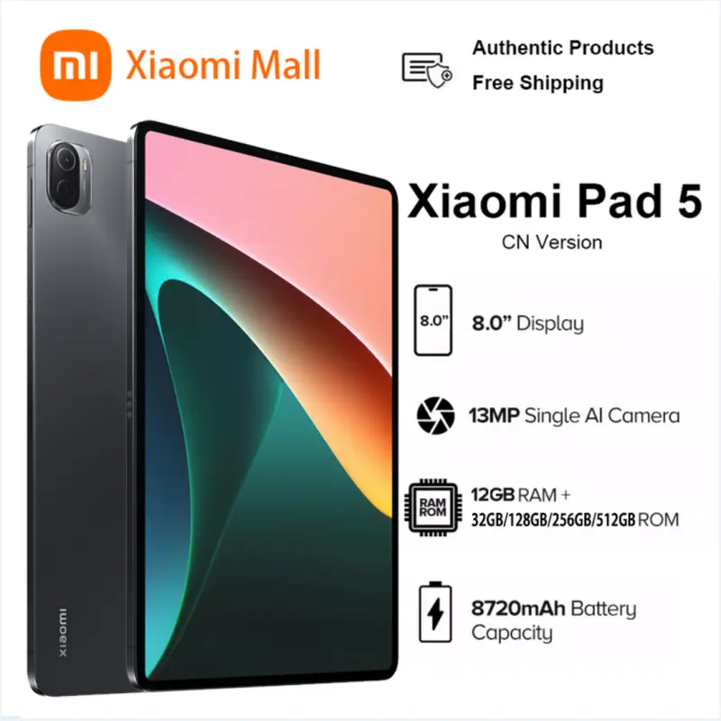 ภาพสินค้าTablet Xiaomi Pad 5 แท็บเล็ต 10.1นิ้ว RAM12G ROM512G โทรได้ แท็บเล็ตถูกๆ แท็บเล็ตราคาถูก Andorid 10.0 Tablet จัดส่งฟรี รองรับภาษาไทย หน่วยประมวลผล 10-core แท็บเล็ตโทรได้ แท็บเล็ตสำหรับเล่นเกมราคาถูก แท็บเล็ตราคาถูกๆ แท็บเล็ตราคาถูกรุ่นล่าสุด ไอเเพ็ด จากร้าน A7JryH6r บน Lazada ภาพที่ 1