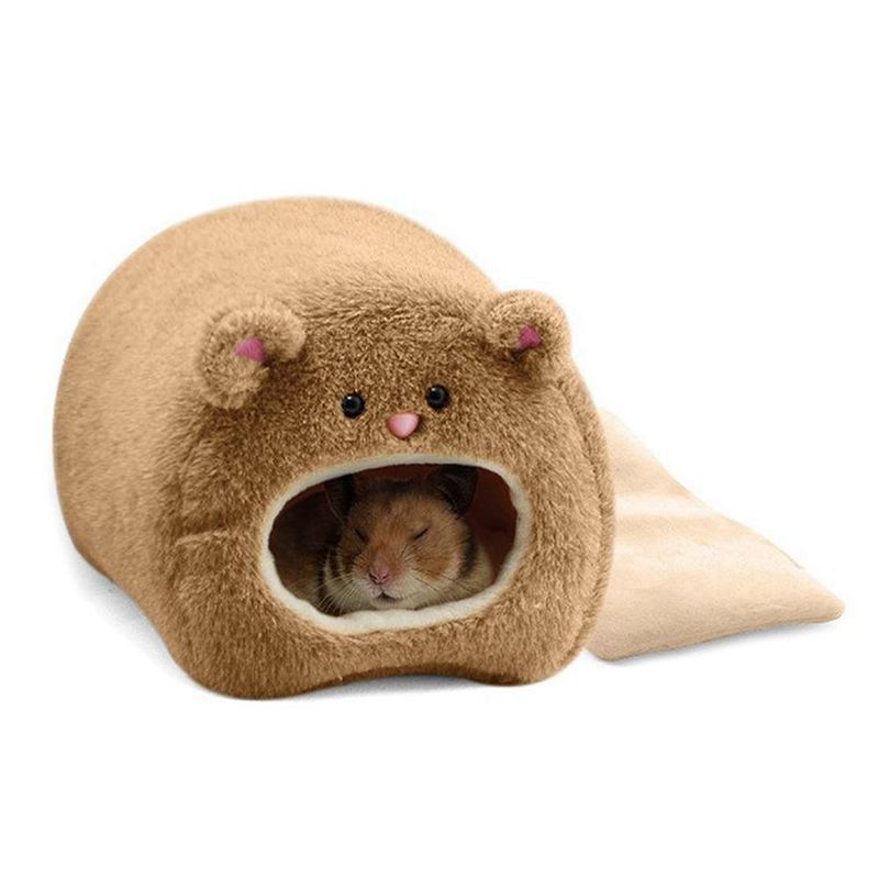 Rats Hamster Winter Warm Hanging Cage Hammock Cute Bear House with Bed Mat