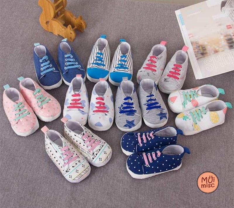 MUIMISC - ถุงเท้าเด็กหัดเดิน รองเท้าเด็ก รองเท้าพื้นนุ่ม ทรง Sneakers สำหรับเด็ก มีกันลื่น