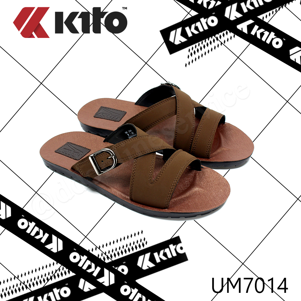 รองเท้าแตะแบบสวมผู้ชาย รองเท้าแฟชั่นกีโต้แท้ รองเท้าลำลอง น้ำหนักเบา ใส่สบาย เพื่อความกระชับเท้า รุ่น kito UM7014