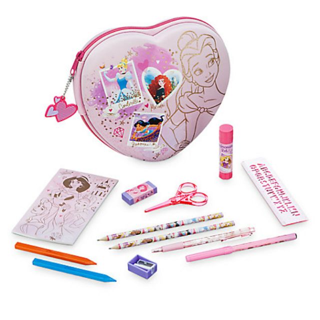 Disney Princess Zip-Up Stationery Kit -- กระเป๋าดินสอรูปหัวใจ พร้อมอุปกรณ์เครื่องเขียน รวมเจ้าหญิงดิสนีย์ Disney USA