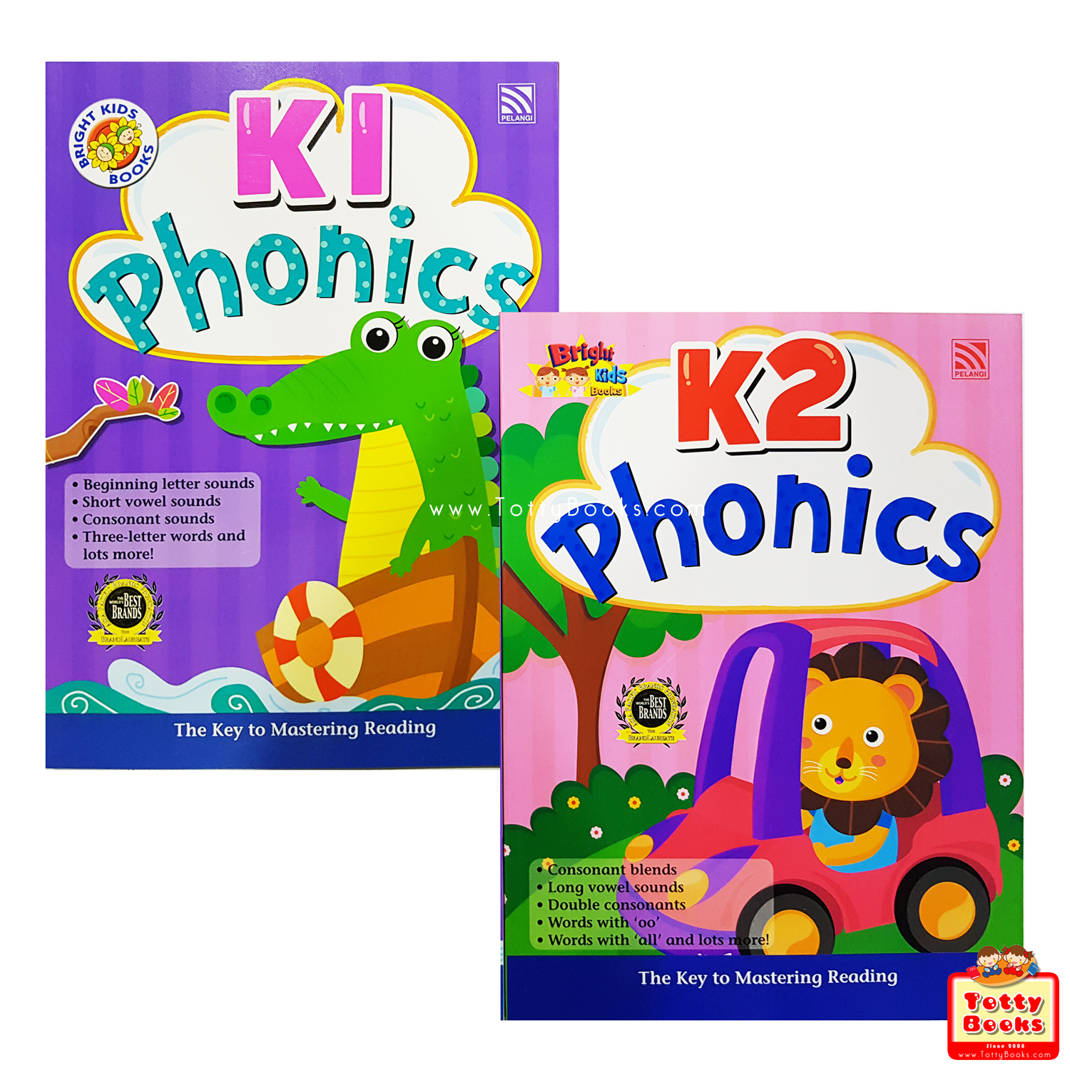 Totty Books (3 - 6 ขวบ) ชุดแบบฝึกหัดอนุบาล โฟนิค 2 เล่ม Kindergarten Phonics (Pelangi)