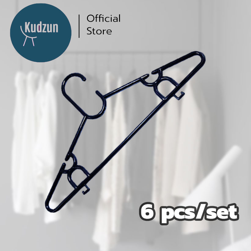 Kudzun ไม้แขวนเสื้อ พลาสติก หนาM-16(แพค 6 ชิ้น)