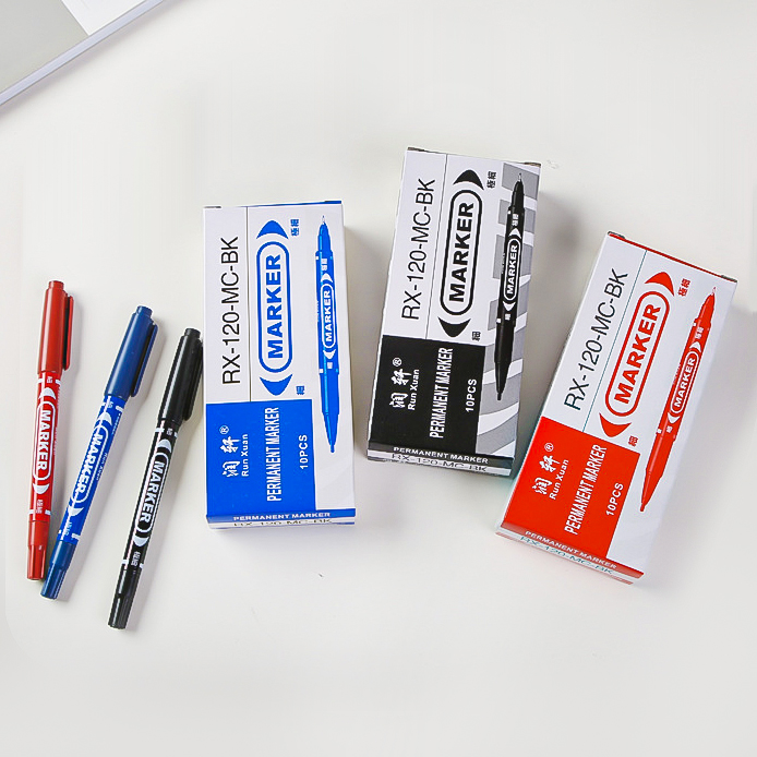 🔴🔵⚫ปากกา Marker หัวปากกาแบบ 2 ทาง ( เลือกสี ) ชิ้นละ 4 บาท ✔️พร้อมส่ง ลบได้ Marker เน้นข้อความ ราคาถูก