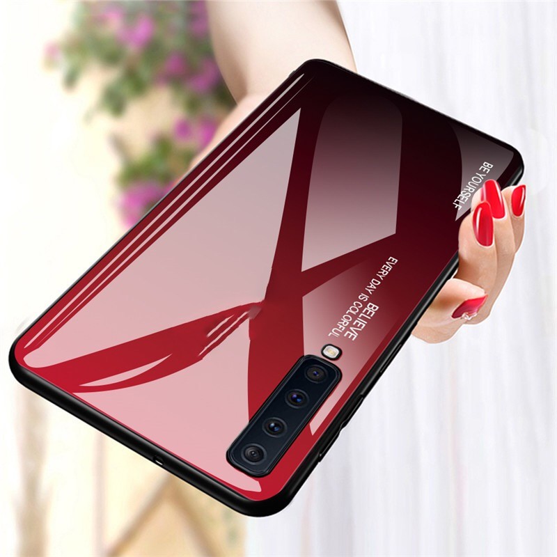 Case Samsung Galaxy A50a50s เคสซัมซุง เคสกระจกสองสี เคสเงาไล่สี ขอบ 