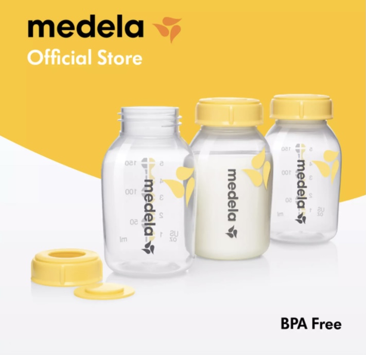 ขวดนม | Medela Breast Milk Bottle - ขวดนม ขนาด 150ml /5oz 1 แพค บรรจุ 3 ขวด - BPA-Free| ปลอดภัย เข้าตู้เย็นได้ | Breastfeeding Bottle