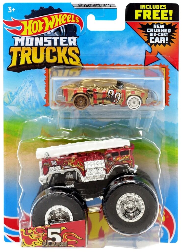 ของเล่น ชุดเซต รถแข่ง ฮอต เวล วิว วิล ของแท้ Hot Wheels Monster Trucks 5 Alarm Diecast Car Style A