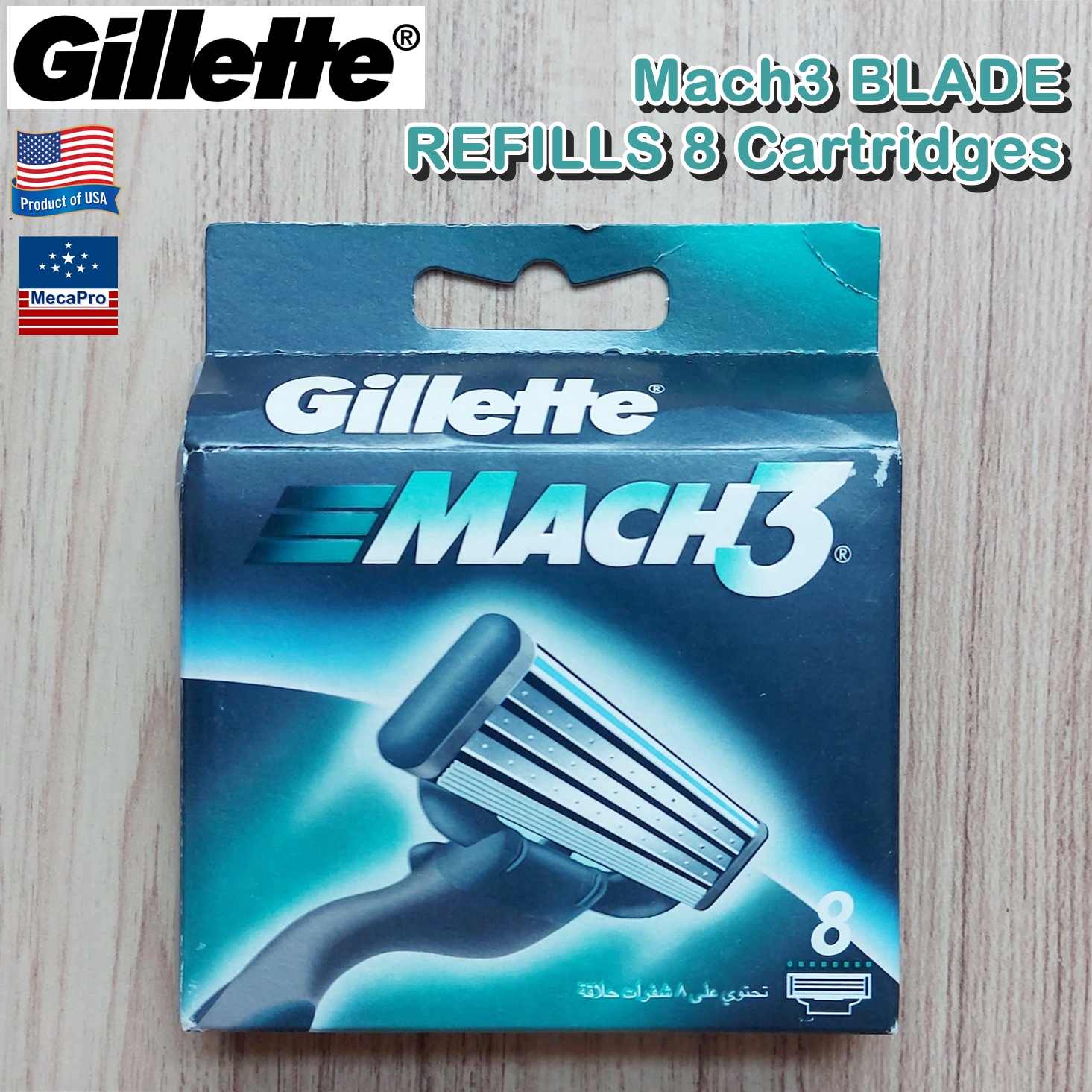 Gillette® Mach3® BLADE REFILLS 8 Cartridges ใบมีดโกน ยิลเลตต์ มัคทรี